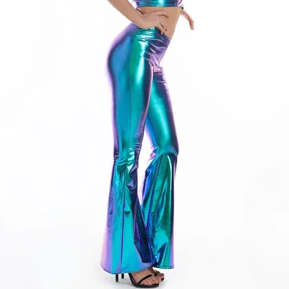 Shiny Holographic Flare Pants - Image 2