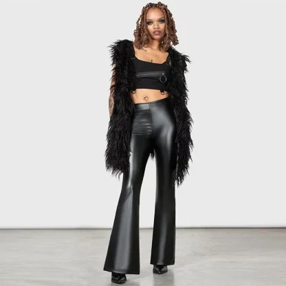 Stretchy Solid Color Flare Pants - Image 2