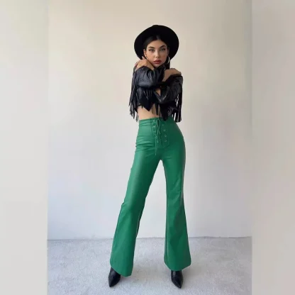 High-waist Lace-up Flare Pants - Image 4