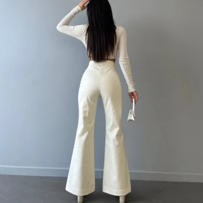 High-waist Lace-up Flare Pants - Image 2