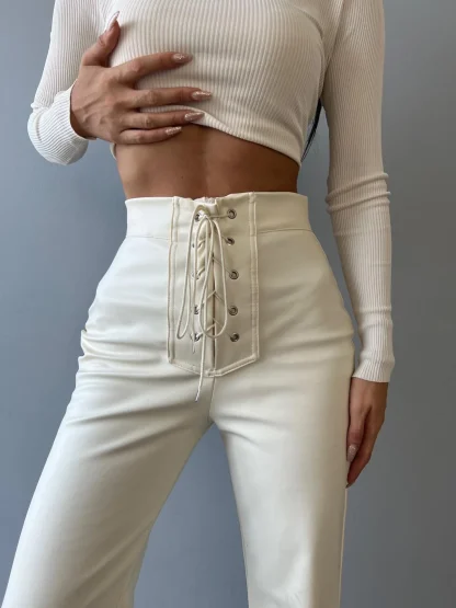 High-waist Lace-up Flare Pants - Image 3