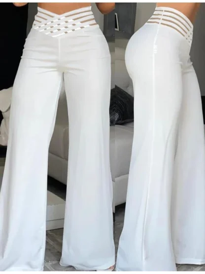 Mesh Waist Sexy Flare Pants - Image 2