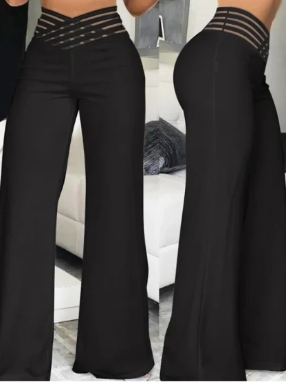 Mesh Waist Sexy Flare Pants - Image 4