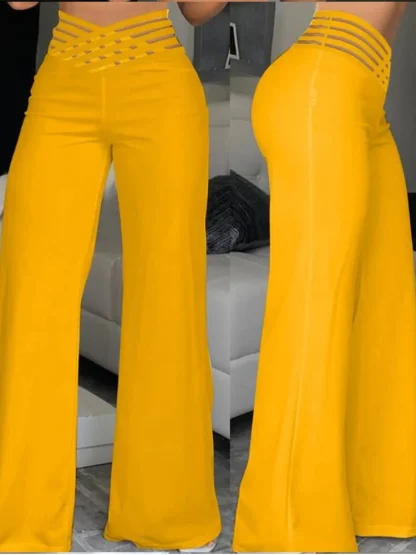 Mesh Waist Sexy Flare Pants - Image 3