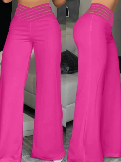 Mesh Waist Sexy Flare Pants - Image 6