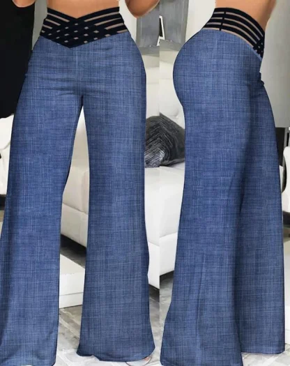Mesh Waist Sexy Flare Pants - Image 7