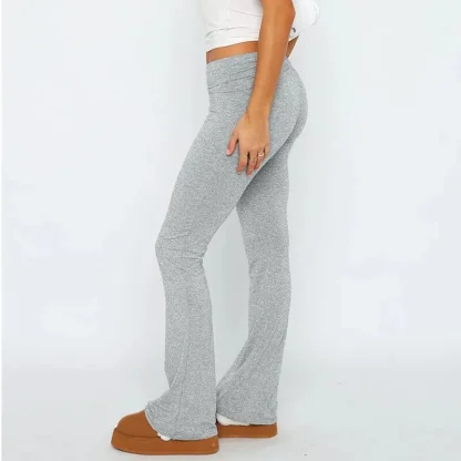 Casual Solid Color Flare Pants - Image 2