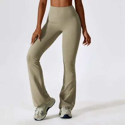 High-waist Plain Color Flare Pants - Image 5