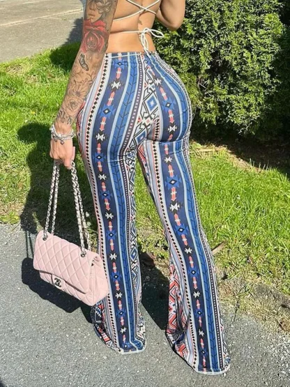 Boho-style Printed Flare Pants - Image 6