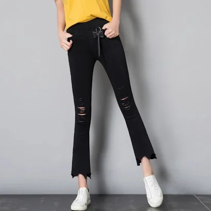 Ripped Knee Black Flare Pants