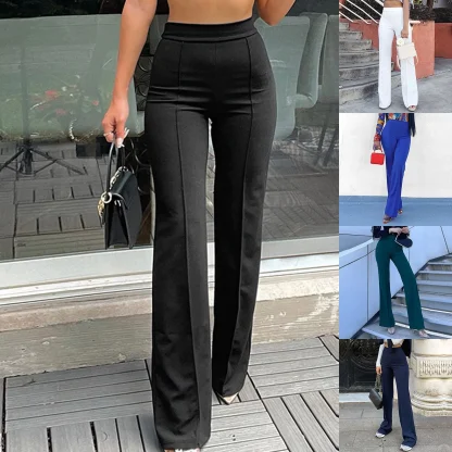 Plain Color Elegant Flare Pants - Image 6