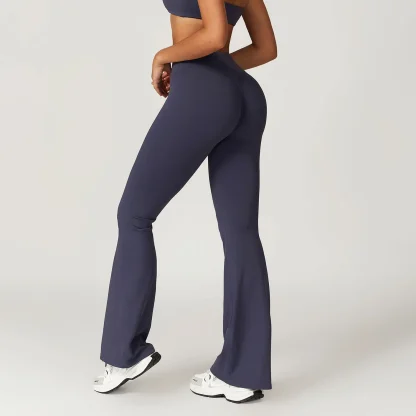 Plain Color Fitness Flare Pants - Image 3