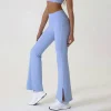 Plain Color Slit Flare Pants