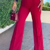 Elegant Plain Color Flare Pants - Image 5