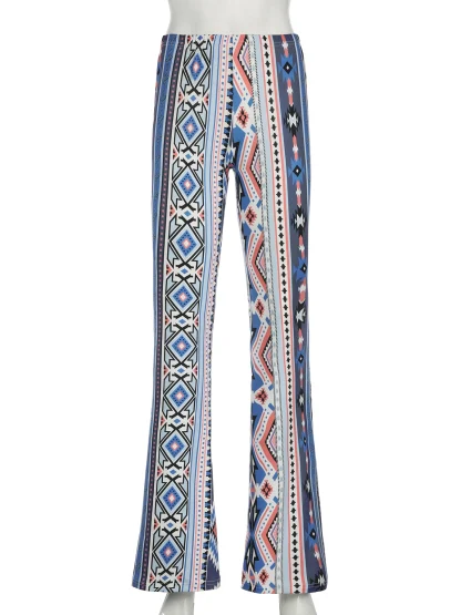 Boho-style Printed Flare Pants