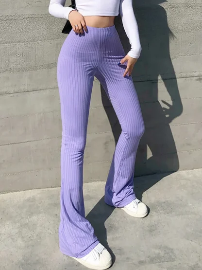 Knitted High-waist Flare Pants - Image 4