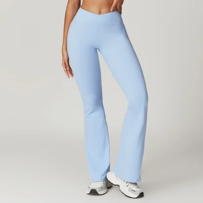 Plain Color Fitness Flare Pants