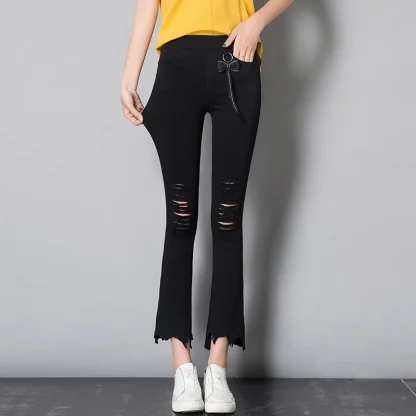 Ripped Knee Black Flare Pants - Image 3