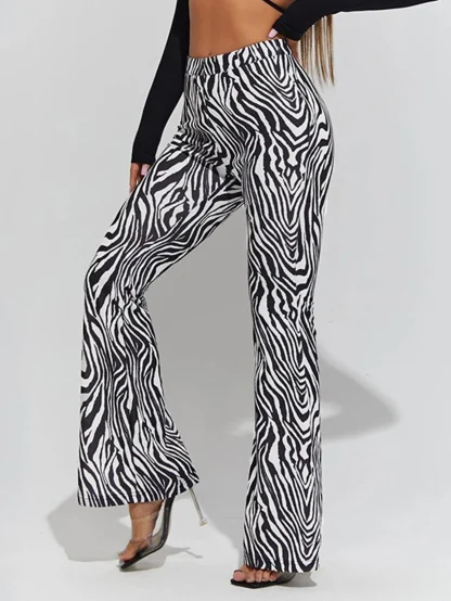 Zebra Patterned Flare Pants - Image 3