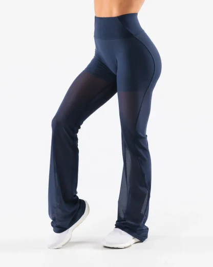 Sheer High-waist Flare Pants