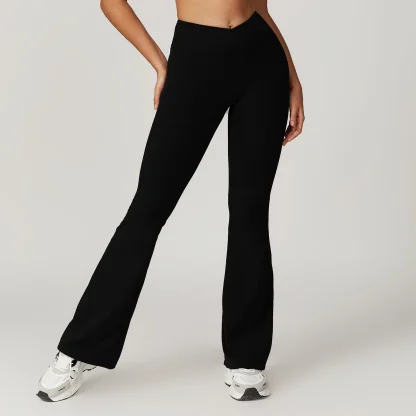 Plain Color Fitness Flare Pants - Image 4