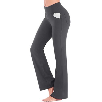 High-waist Solid Color Flare Pants