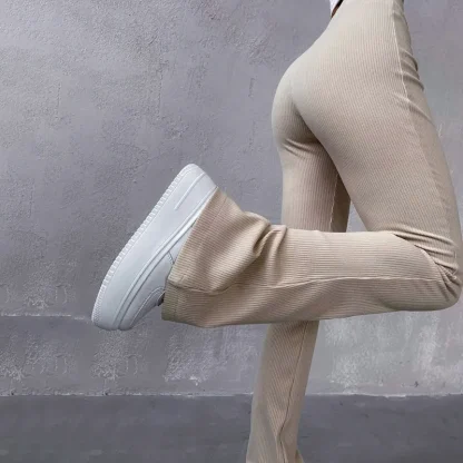 Elastic High-waist Flare Pants - Image 2