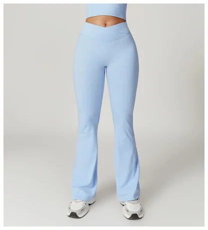 Plain Color Fitness Flare Pants - Image 2
