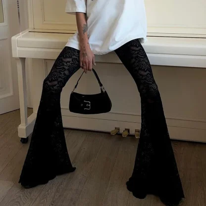 Sheer Lace Bell Flare Pants - Image 2