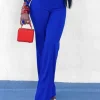 Elegant Plain Color Flare Pants - Image 4