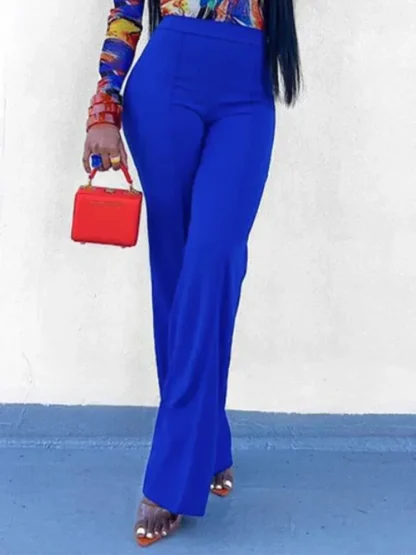 Elegant Plain Color Flare Pants - Image 4