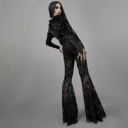 Sexy Sheer Lace Flare Pants - Image 2