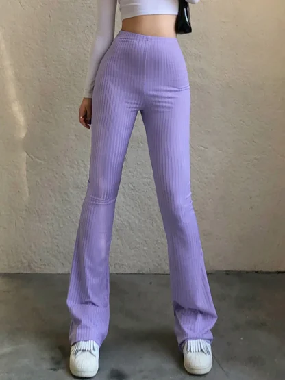 Knitted High-waist Flare Pants