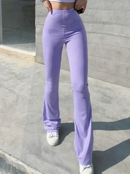 Knitted High-waist Flare Pants - Image 3