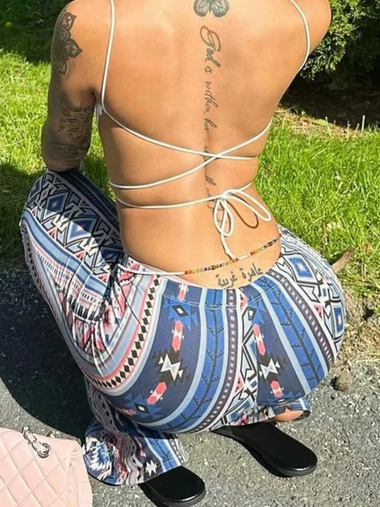 Boho-style Printed Flare Pants - Image 5