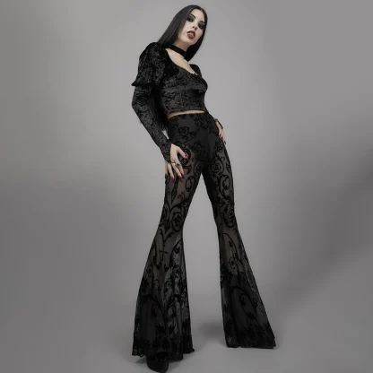 Sexy Sheer Lace Flare Pants - Image 3