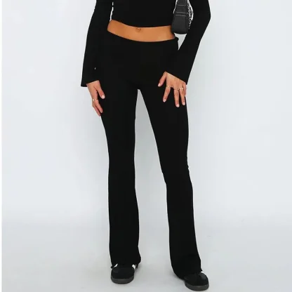 Casual Solid Color Flare Pants - Image 5