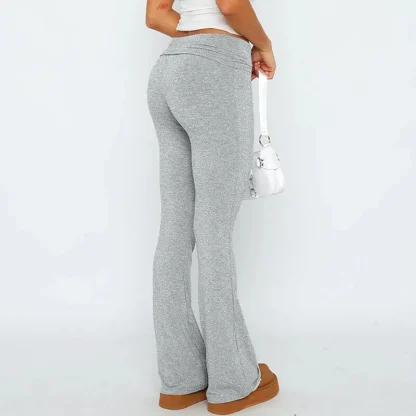 Casual Solid Color Flare Pants - Image 3