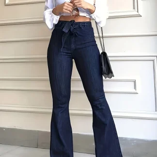 Blue Denim Elegant Flare Pants