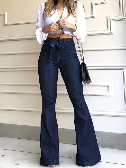 Blue Denim Elegant Flare Pants