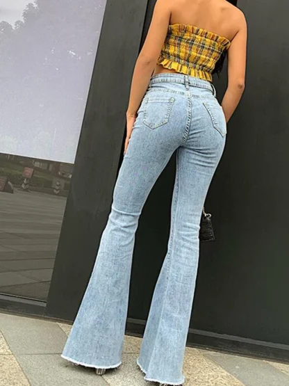 Ripped Hem Trendy Flare Pants - Image 3
