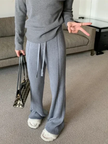 Knitted Cozy Flare Pants - Image 5