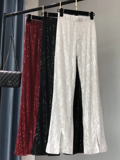 Shiny Sequins Flare Pants - Image 5