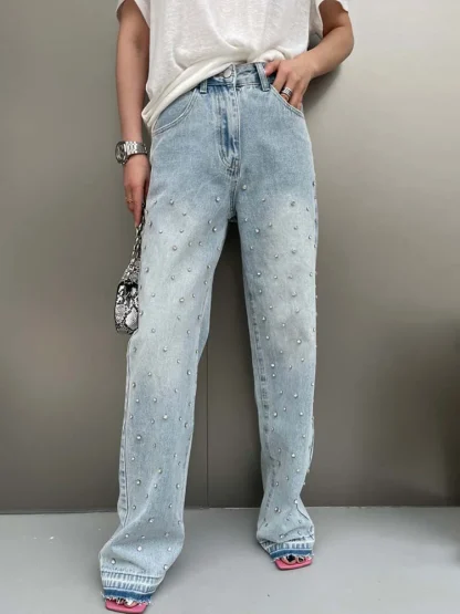 Stylish High-waist Denim Flare Pants