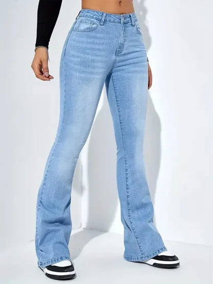 Retro Trendy Faded Flare Pants - Image 6