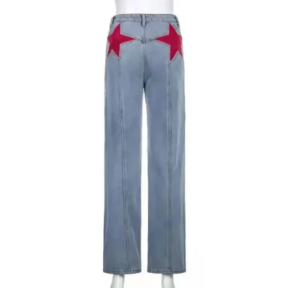 Vintage-style Star Decor Flare Pants - Image 4