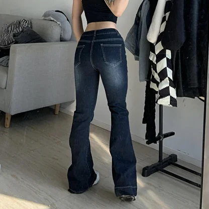 Chic Faded Low-rise Flare Pants - Image 4