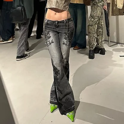 Vintage-style Floral Trendy Flare Pants - Image 2