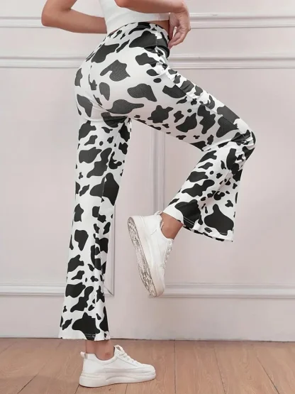 Cow Pattern Print Flare Pants - Image 2