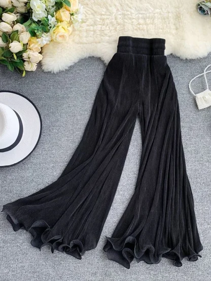 Flowy Mesh Ruffle Flare Pants - Image 4